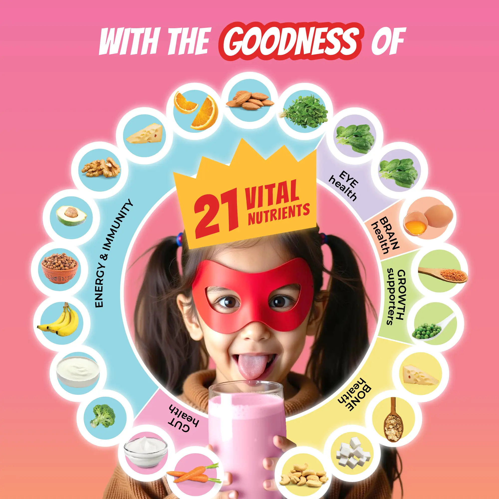 Superheroes Milk Mix (Strawberry): Improves Energy, Immunity, Brain, Eye & Gut Health - Image 6