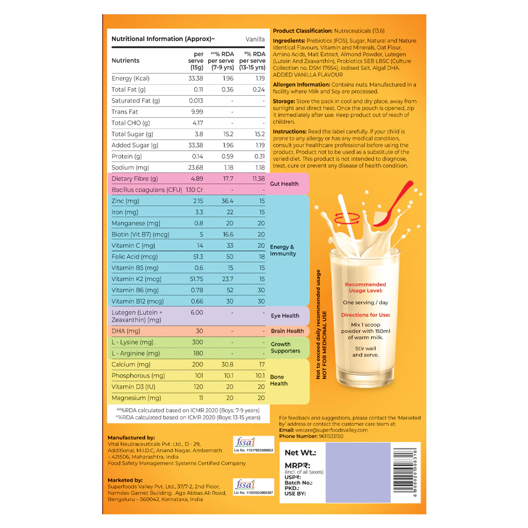 Superheroes Milk Mix (Vanilla): Improves Energy, Immunity, Brain, Eye & Gut Health - Image 13