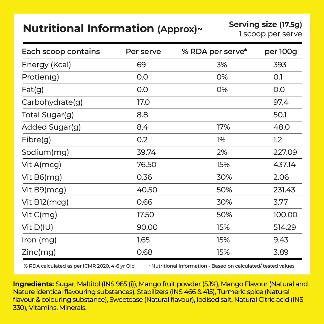 Instant Fruit Drink Mix - Natural Mango Powder, 50% Less Sugar, With 8 Vitamins & Minerals - Image 8