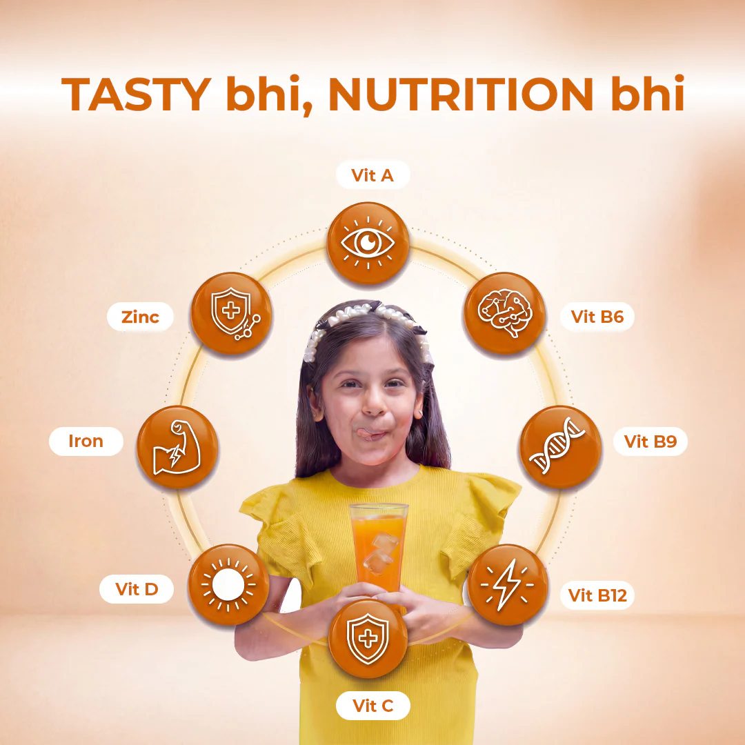 Instant Fruit Drink Mix - Natural Orange Powder, 50% Less Sugar, With 8 Vitamins & Minerals - Image 3