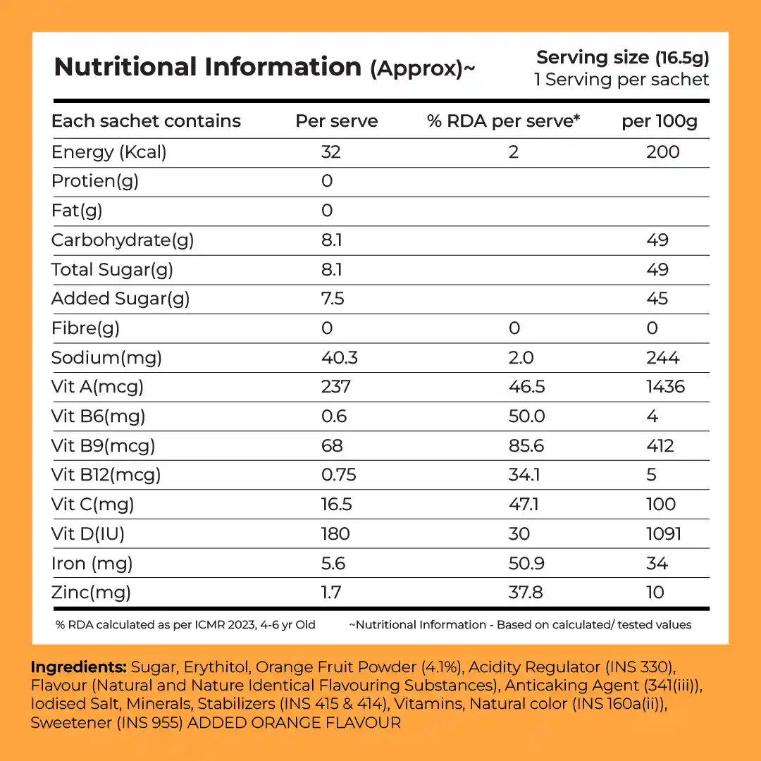 Instant Fruit Drink Mix - Natural Orange Powder, 50% Less Sugar, With 8 Vitamins & Minerals - Image 8