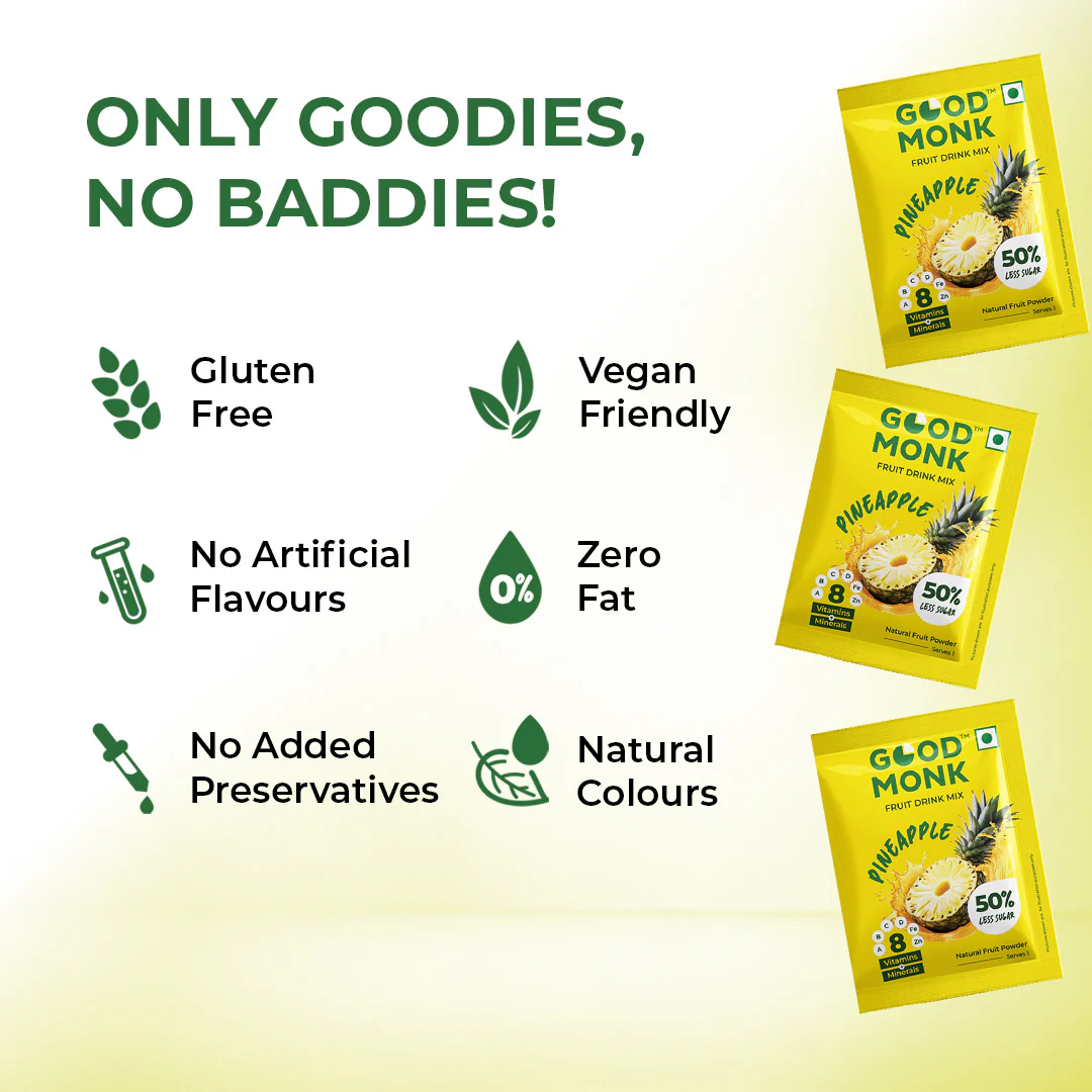 Instant Fruit Drink Mix - Natural Pineapple Powder, 50% Less Sugar, With 8 Vitamins & Minerals - Image 6