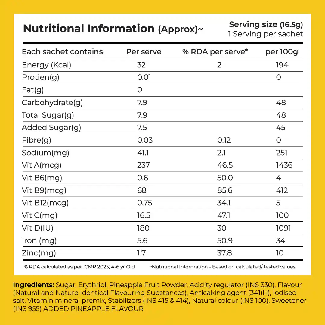 Instant Fruit Drink Mix - Natural Pineapple Powder, 50% Less Sugar, With 8 Vitamins & Minerals - Image 8