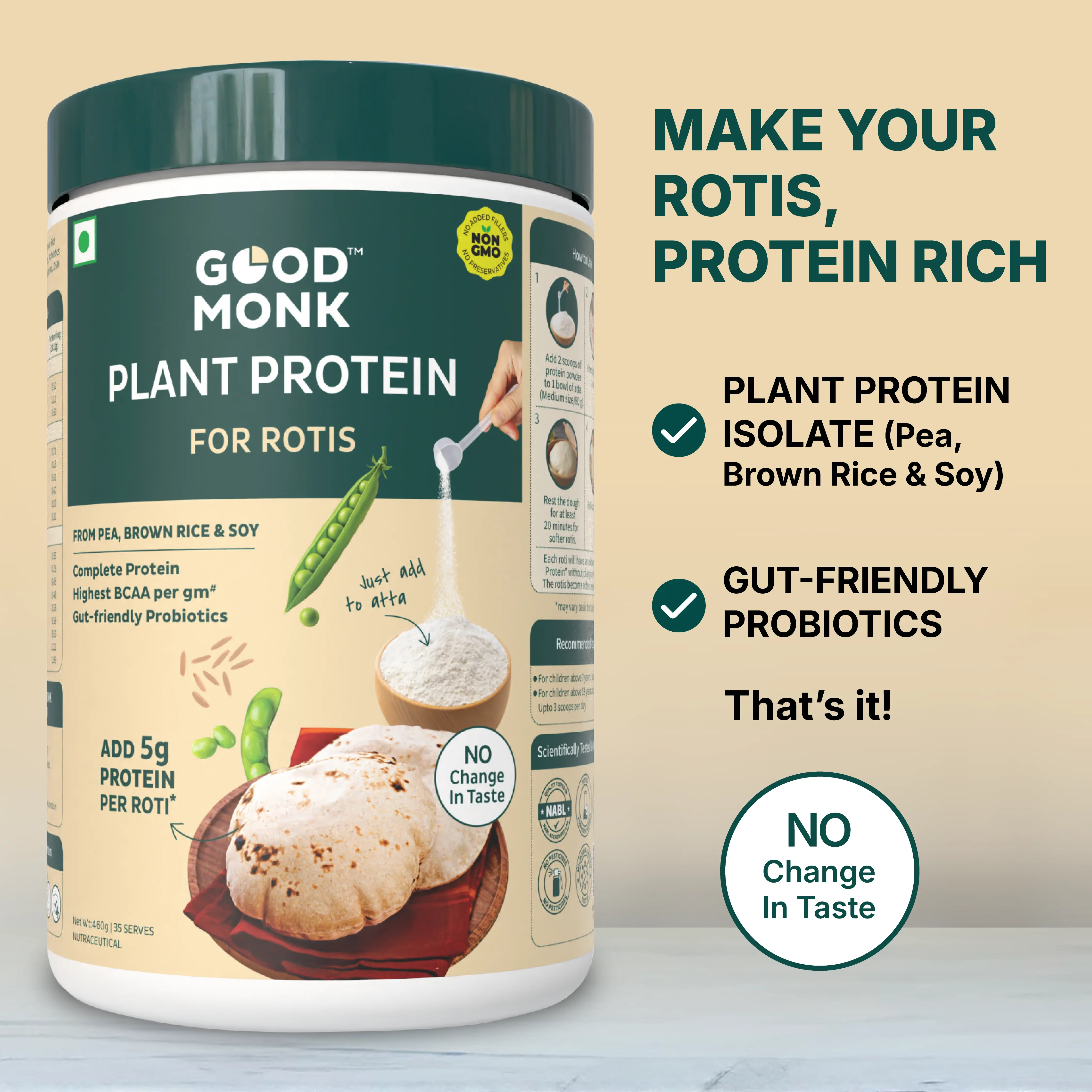 Plant protein for rotis